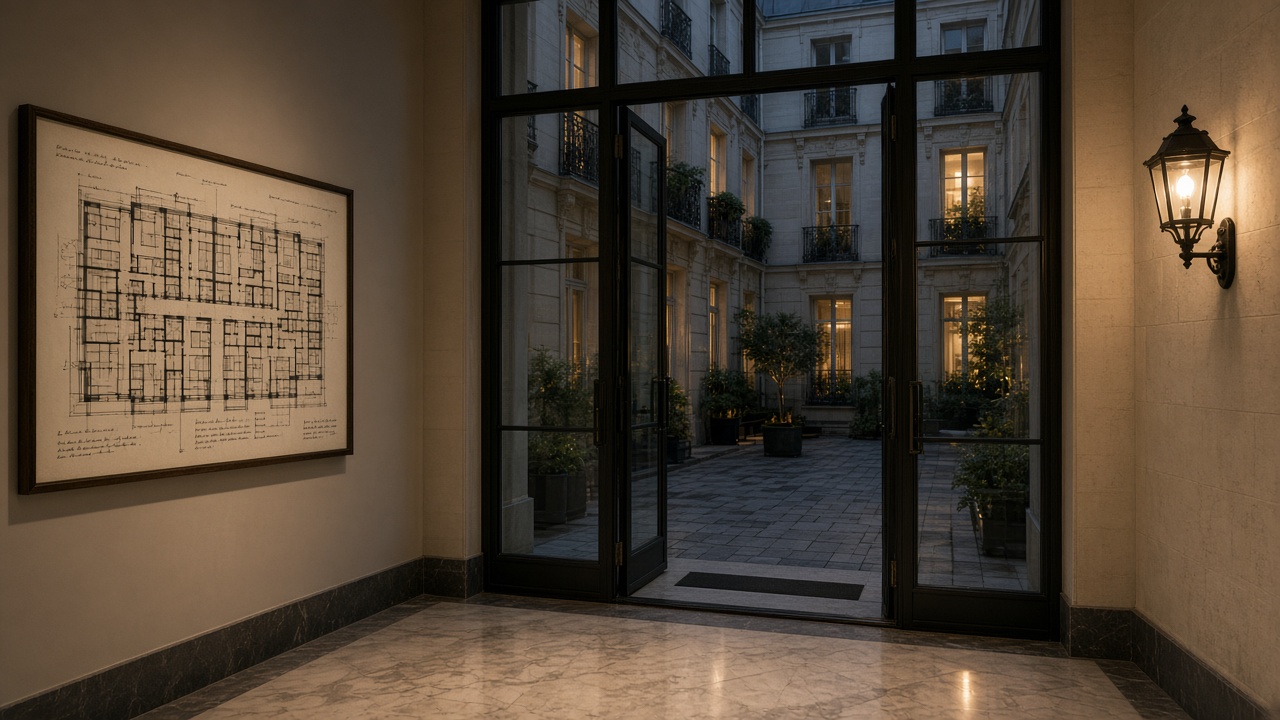 Hall parisien : plan d'intervention près de la cour, lu par la BSPP