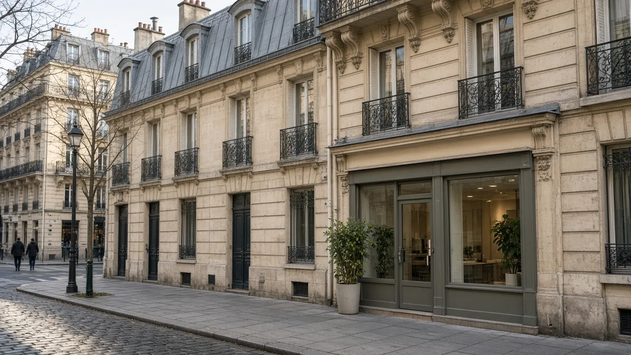 Rez-de-chaussée parisien d'ERP de 5e catégorie, accès pompiers et hall étroit
