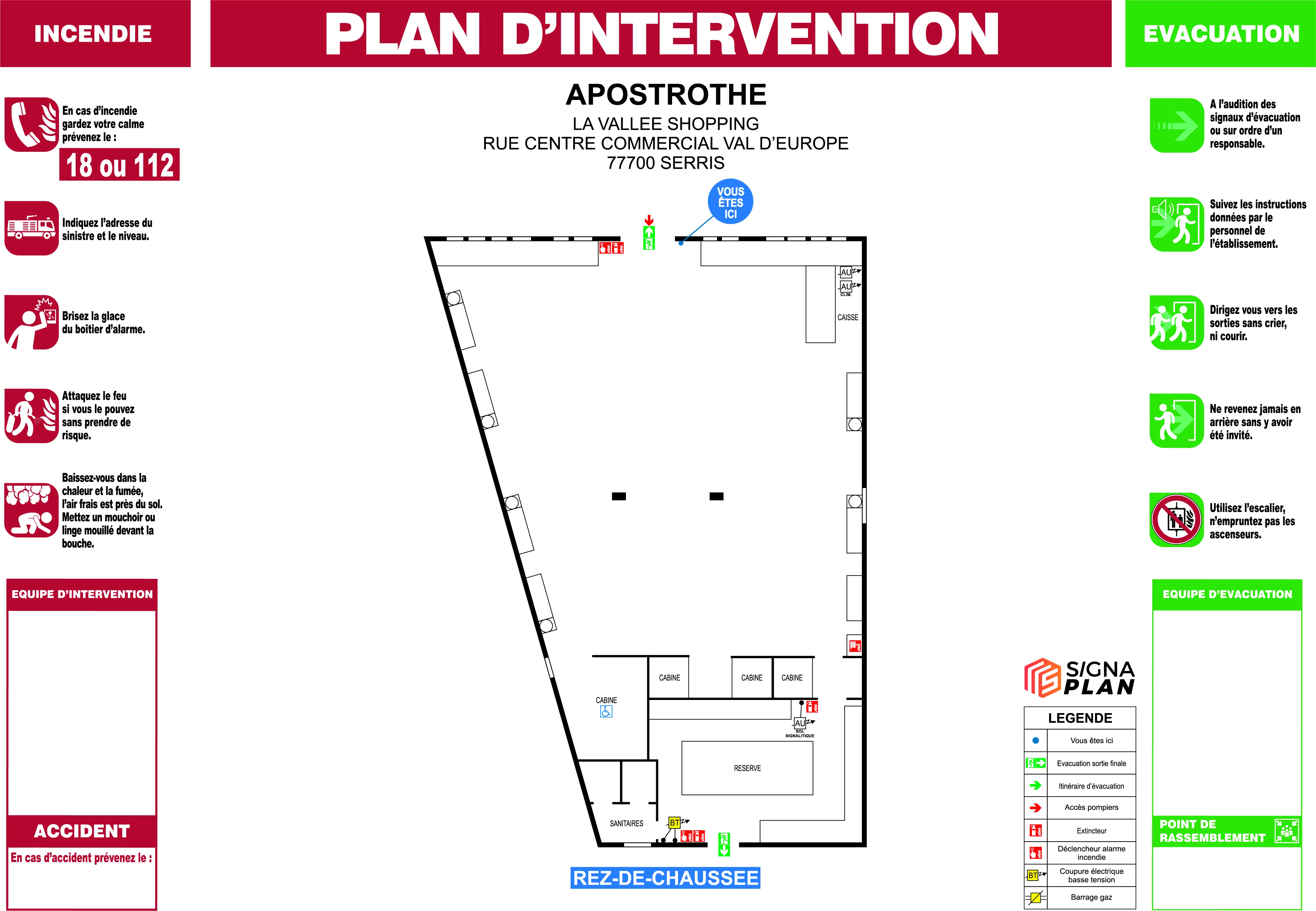 Plan d'intervention des secours NF X 08-070 réalisé en PAO par Signaplan