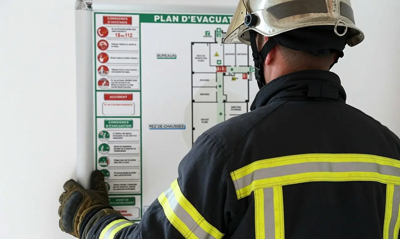Lecture de plan de sécurité incendie par les secours