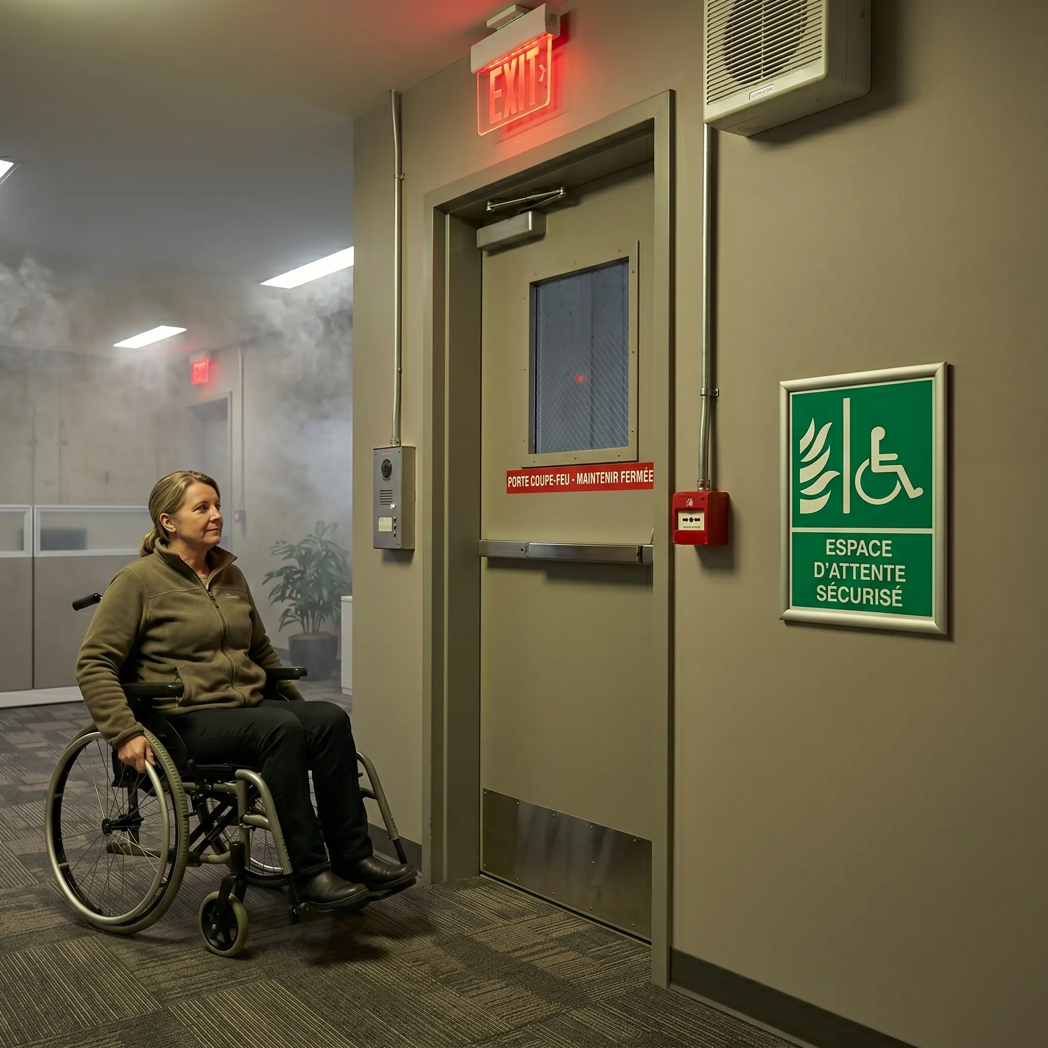 Signalisation d'espace d'attente sécurisé pour l'évacuation PMR